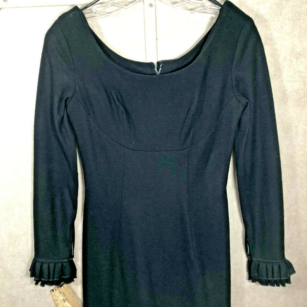 Vintage Deadstock Black Sexy Dress S Wool NWT